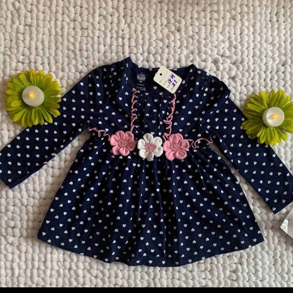 Navy blue polka dot peplum shirt 18M